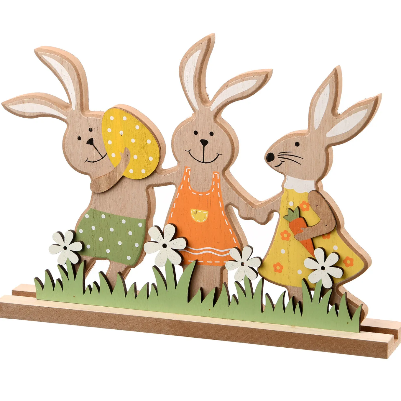 9 in. Wooden Rabbit Trio Table Decoration