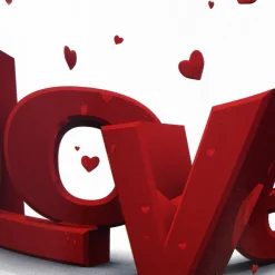 2 Piece Valentine's 'LOVE' Tin Pots Decorated with Red Hearts