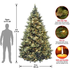 9ft. Pre-Lit Carolina Pine Tree with Clear Lights with 900 Clear Lights