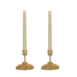 HGTV Home Collection Flameless Heritage Candle Pair, Natural Base