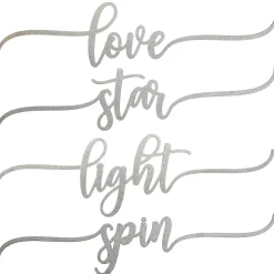 4-Piece Hannukah Place Setting Message Decor, Curly Script Writing In Silver, 10 in