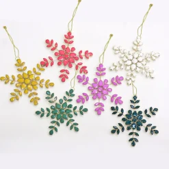 6-Piece HGTV Home Collection Beaded Snowflake Ornaments