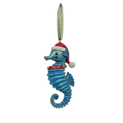 4-Piece HGTV Home Collection Teal Seahorse Ornaments