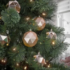 6-Piece Shatterproof Geometric Silver Ornaments