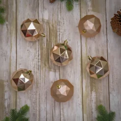 6-Piece Shatterproof Geometric Silver Ornaments