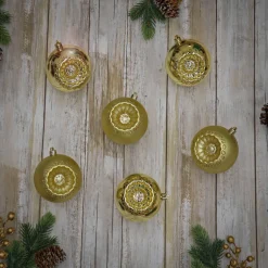 6-Piece Shatterproof Glittering Gold Ornaments