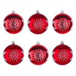 6-Piece Shatterproof Snowflake Red Ornaments