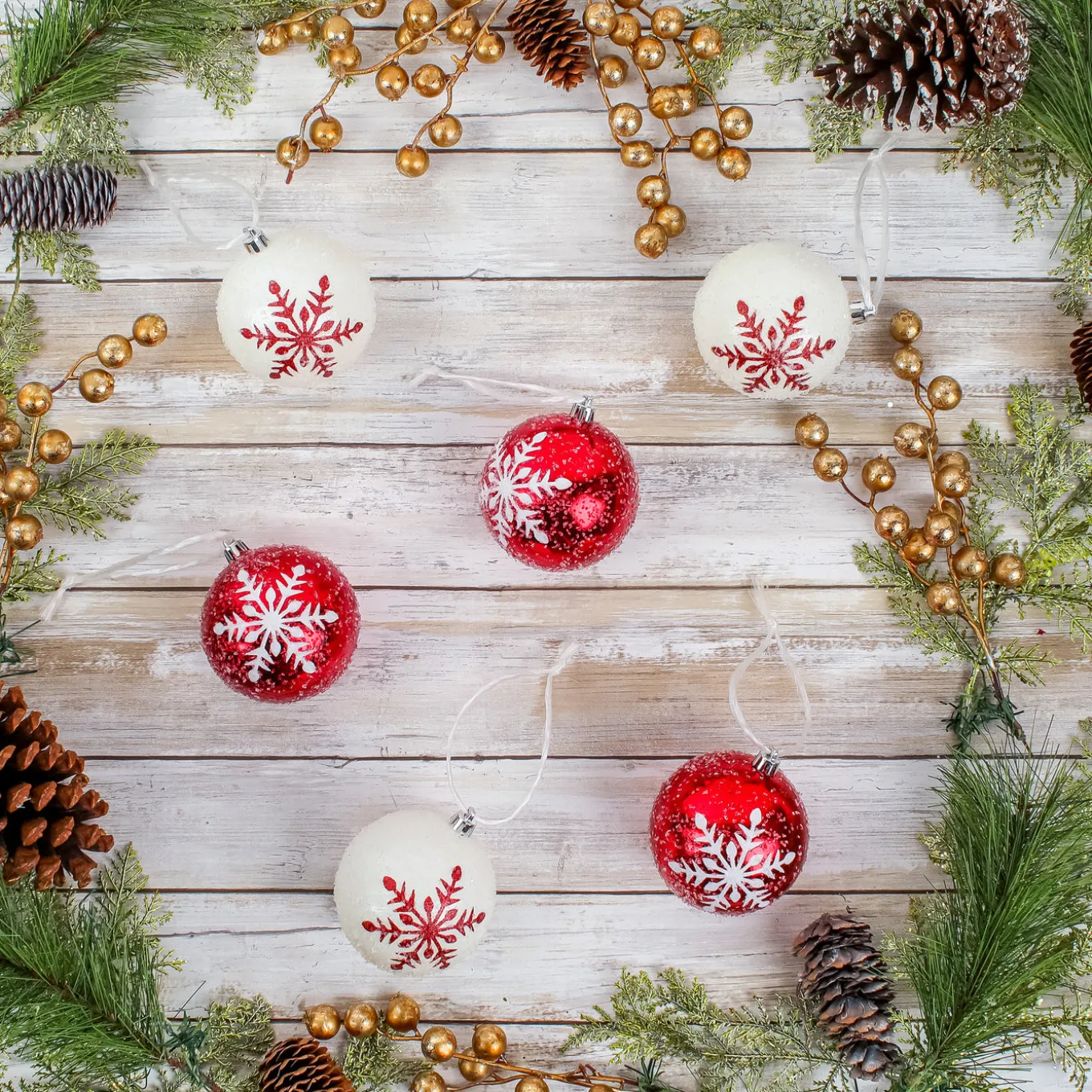 6-Piece Shatterproof Snowflake Ornaments