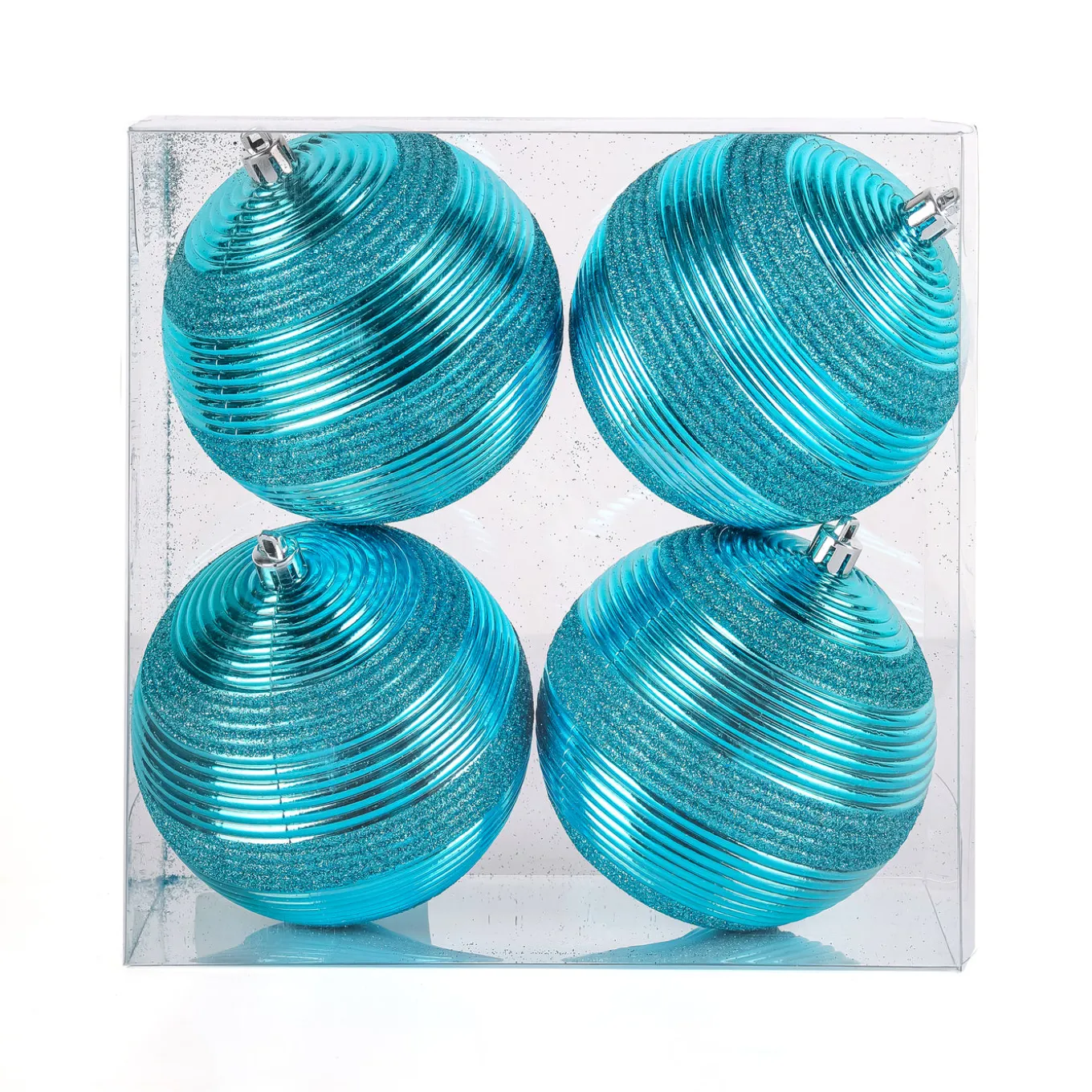 4-Piece Shatterproof Swirling Blue Ornaments