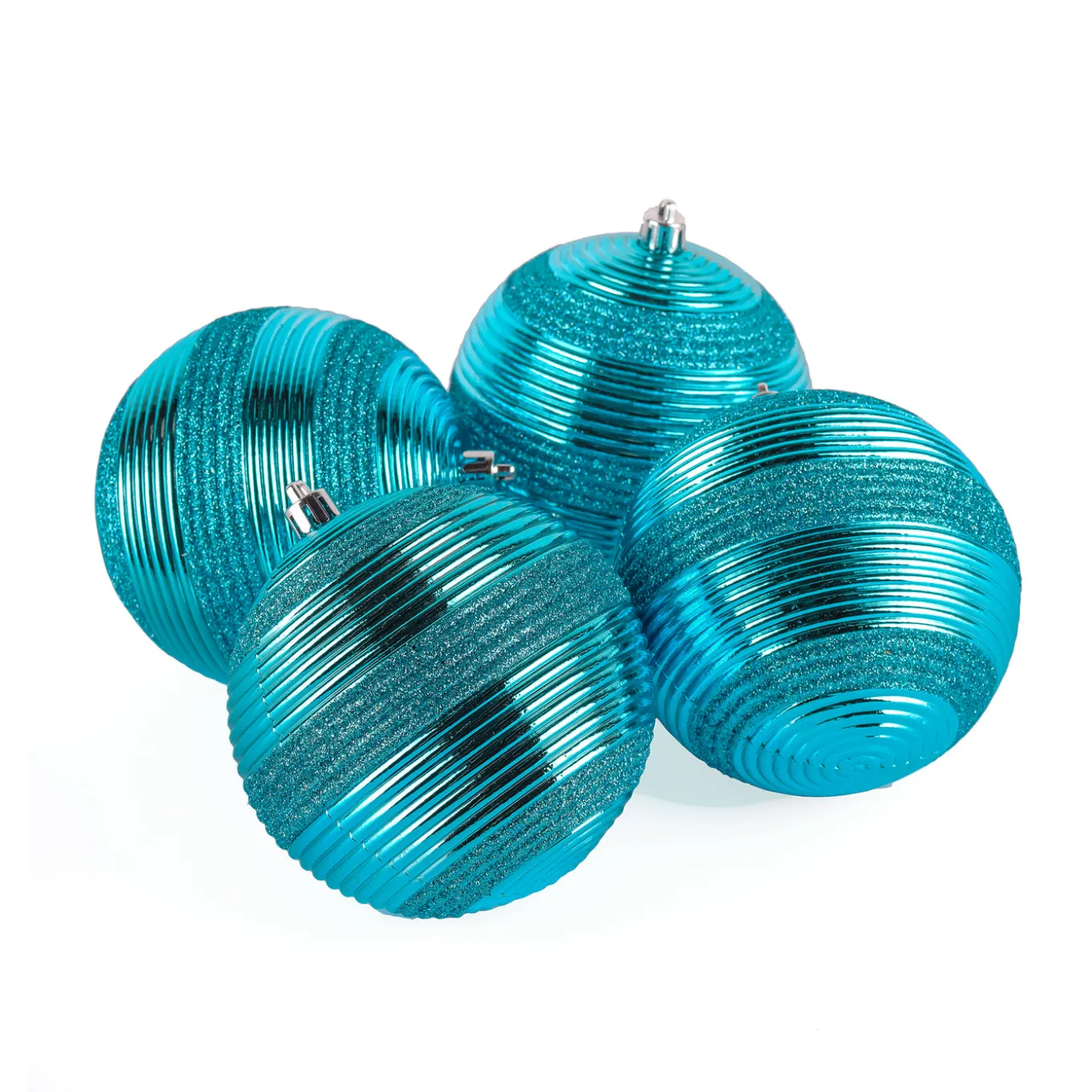 4-Piece Shatterproof Swirling Blue Ornaments