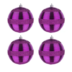 4-Piece Shatterproof Swirling Purple Ornaments