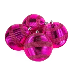 4-Piece Shatterproof Swirling Pink Ornaments