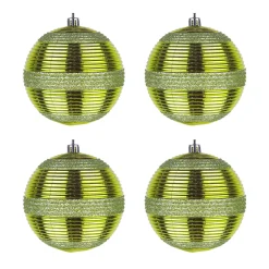 4-Piece Shatterproof Swirling Lime Green Ornaments