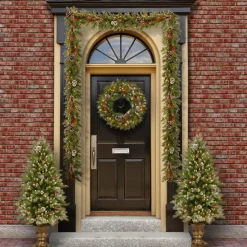 Pre-Lit Frosted Berry Assortment with 2 Entrance Trees, 1 Wreath, 2 Garland