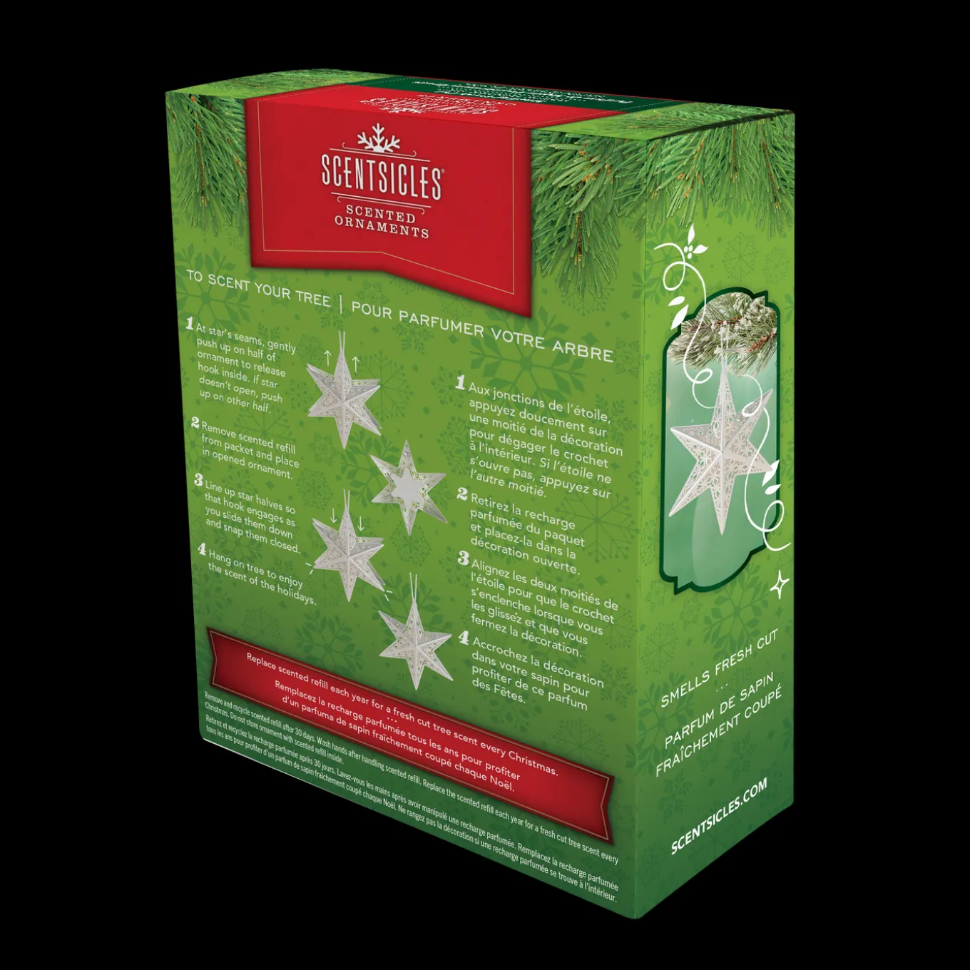 Scentsicles Decorative Ornament, Metal White Star, White Winter Fir with Refill