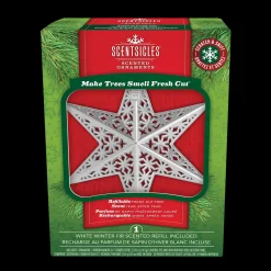 Scentsicles Decorative Ornament, Metal White Star, White Winter Fir with Refill