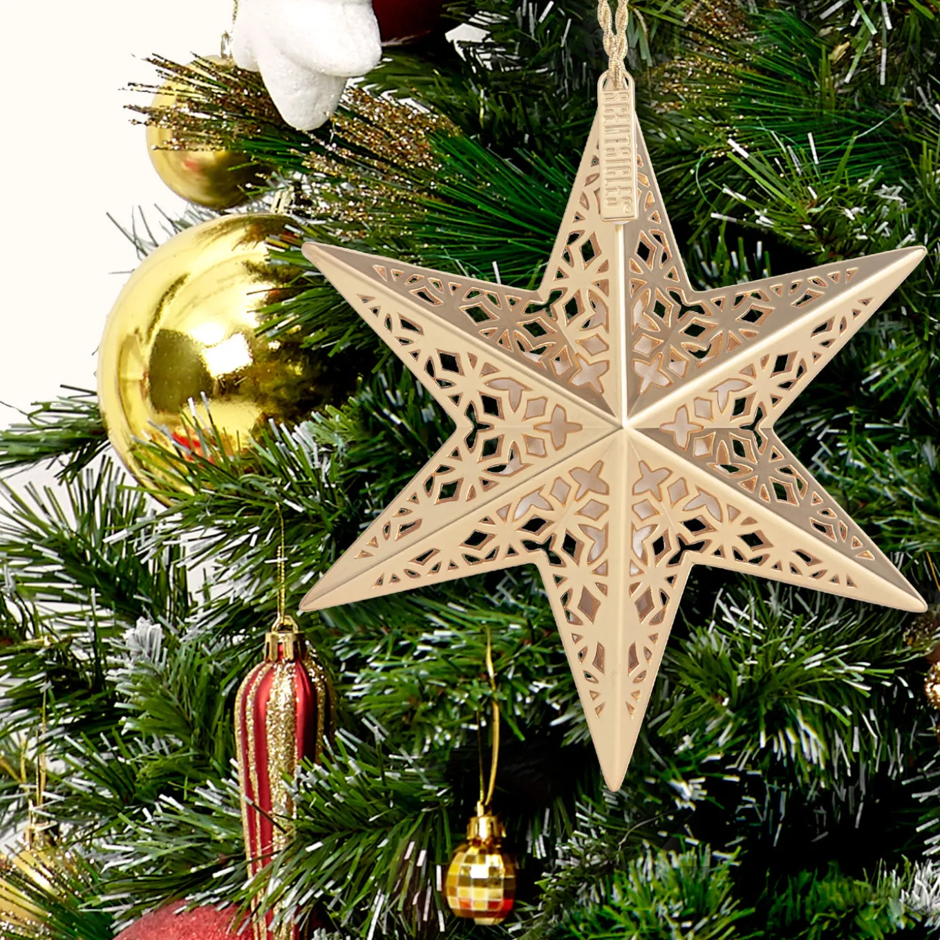 Scentsicles Decorative Ornament, Metal Gold Star, White Winter Fir with Refill