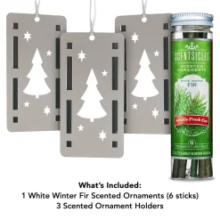 Scentsicles Trio Ornament Set of 3 and White Winter Fir Bottle of 6 Sticks
