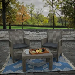 4x6 ft. Dusty Blue Hand Woven Outdoor Rug