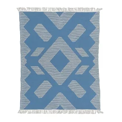 5x7 ft. Dusty Blue Hand Woven Outdoor Rug