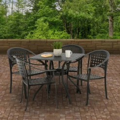 32x32x30 in. Bourton Small Space Cast Aluminum Straight Mesh All-Weather Dining Table, Seats 4, Bourton Collection