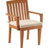 24x26x37 in. Eucalyptus Grandis Wood Dining Armchair, Natural Color with Beige Cushion & Polyester Pad