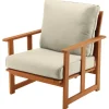 31x31x33 in. Eucalyptus Grandis Wood Club Chair, Natural Color, Beige Cushions
